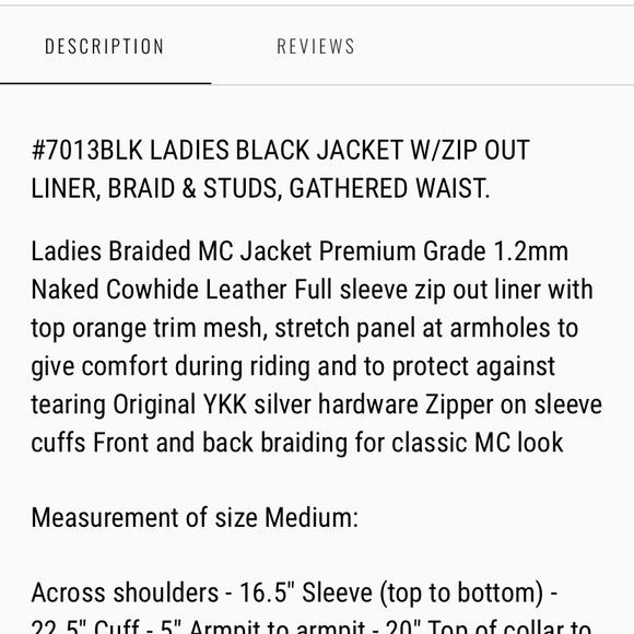 Antelope Creek Leather Jacket/ Motorcycle leather - Picture 6 of 6